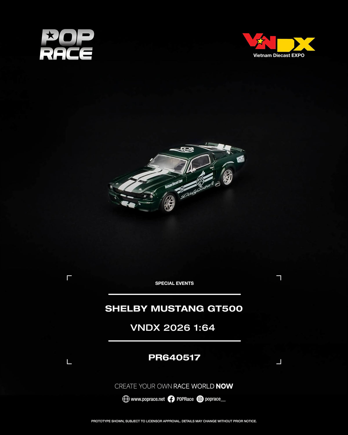 POP RACE Shelby Mustang GT500 VNDX 2026 PR640517 1/64 Diecast