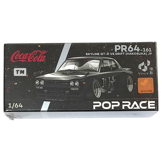 Pop Race Skyline GT-R V8 Drift HakoSuka JP Coca Cola Zero Sugar PR640161 1/64 Diecast