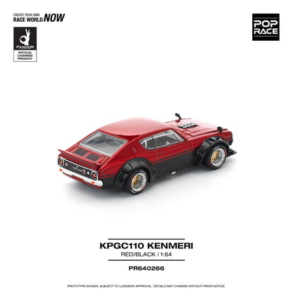 Pop Race Skyline KPGC110 Kenmeri Red Black PR640266 1/64 Diecast