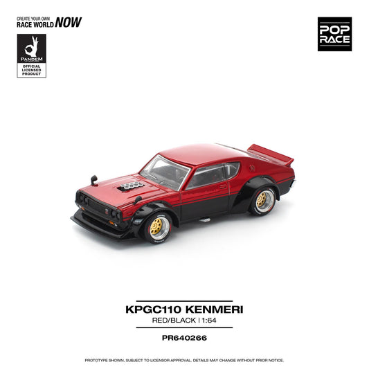 Pop Race Skyline KPGC110 Kenmeri Red Black PR640266 1/64 Diecast