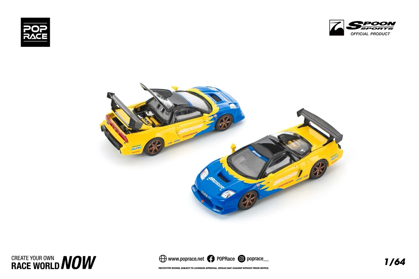 Pop Race Honda Spoon NSX-R GT Collaboration with Spoon Sports PR640310 1/64 Diecast