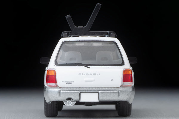 TomyTEC Tomica Limited Vintage NEO Subaru Forester Custom Specification White Silver w Kayak and Figure LV-N328b 1/64 Diecast