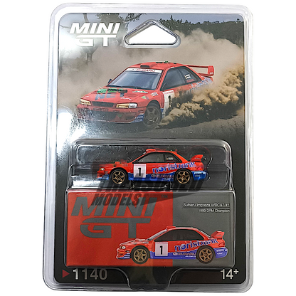 Mini GT Subaru Impreza WRC97 #1 1999 DRM Champion Blister Packaging MGT01140 1/64 Diecast