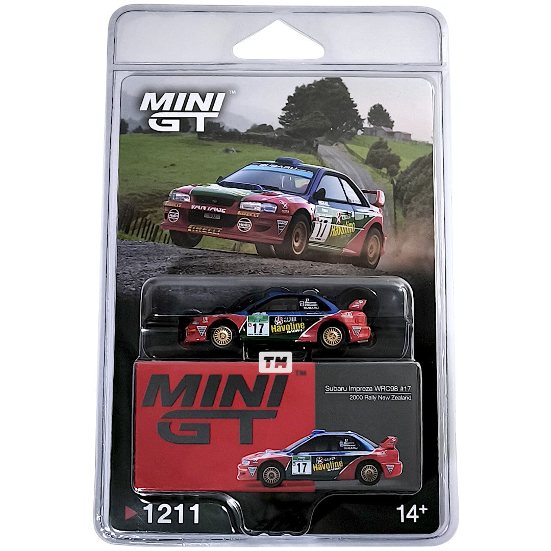 Mini GT Subaru Impreza WRC98 #17 2000 Rally New Zealand Blister Packaging MGT01211-BL 1/64 Diecast