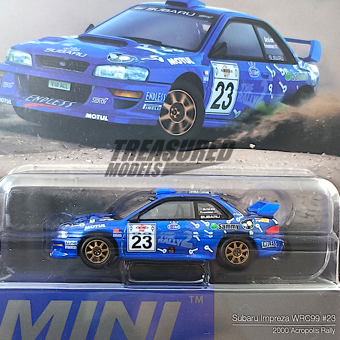 Mini GT Subaru Impreza WRC99 #23 2000 Acropolis Rally Blister Packaging MGT01078 1/64 Die Cast