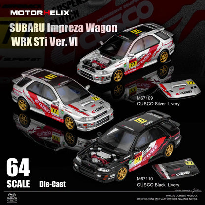 [Pre-Order] MotorHelix Subaru Impreza Wagon WRX STi Ver VI CUSCO Silver Livery M67109 1/64 Diecast