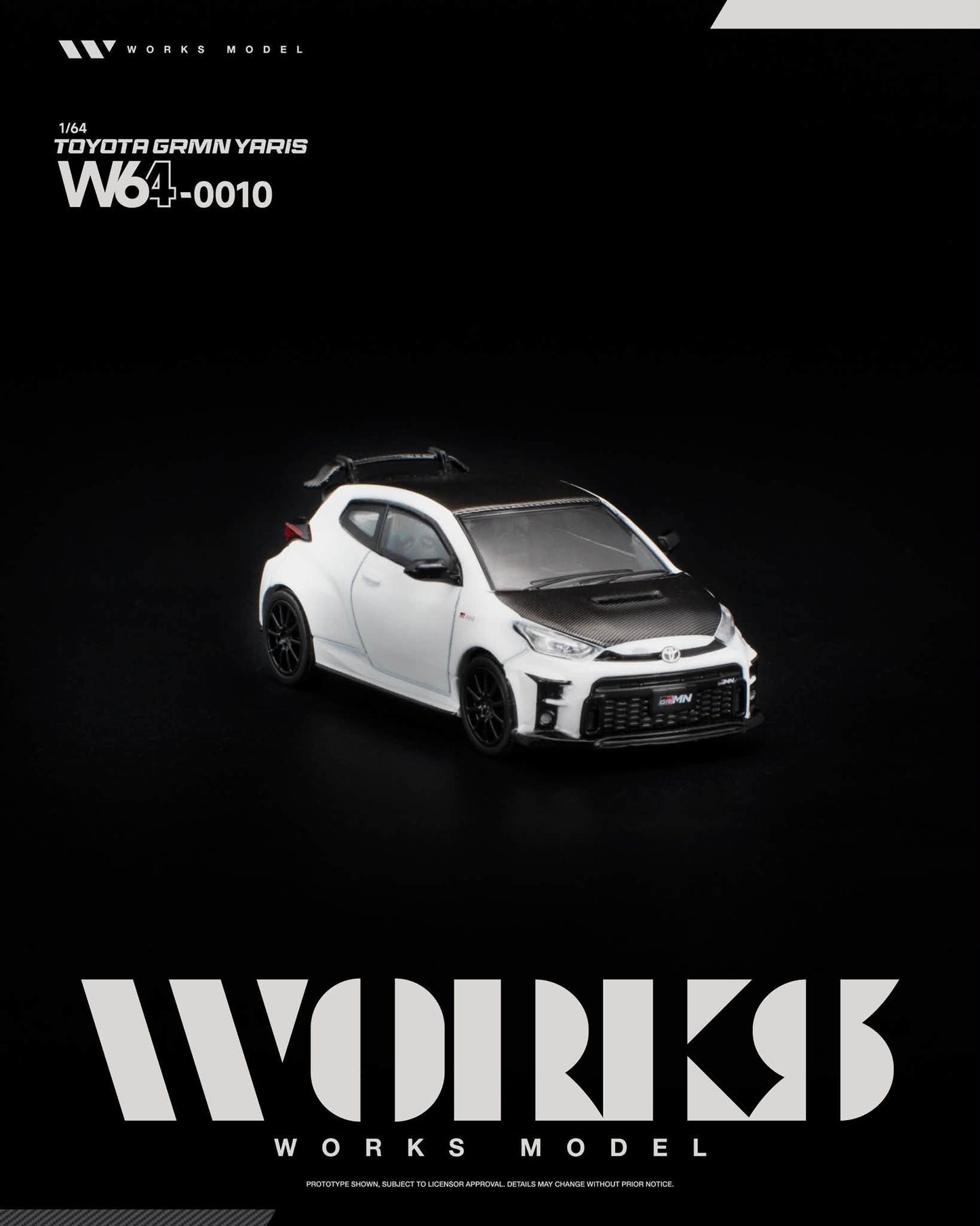 [Pre-Order] Works Model TOYOTA GRMN YARIS WHITE W640010 1/64 Diecast