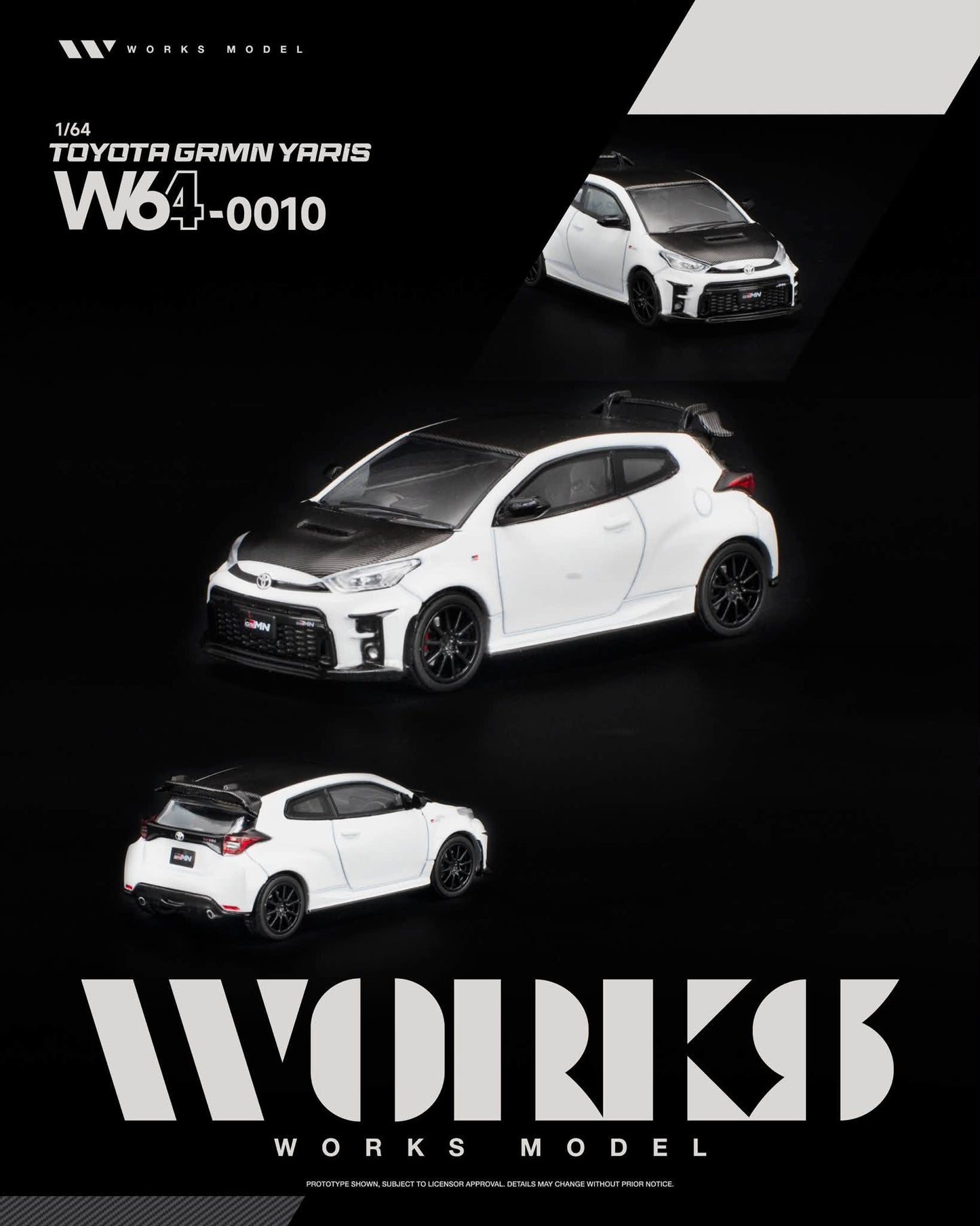 [Pre-Order] Works Model TOYOTA GRMN YARIS WHITE W640010 1/64 Diecast