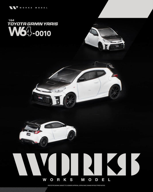 [Pre-Order] Works Model TOYOTA GRMN YARIS WHITE W640010 1/64 Diecast
