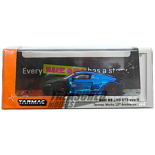 Tarmac Works Audi R8 LMS GT3 evo II Chrome Blue Tarmac Works 10th Anniversary 1/64 Diecast