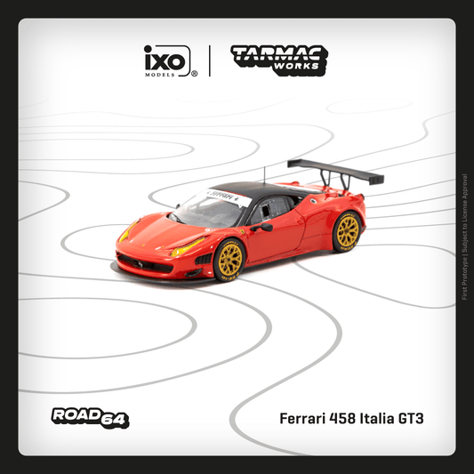 Tarmac Works Ferrari 458 Italia GT3 Red Collaboration w IXO models T64R-073-RE 1/64 Diecast