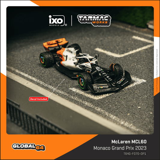 Tarmac Works McLaren MCL60 Monaco Grand Prix 2023 Oscar Piastri (Collaboration with IXO models) T64G-F070-OP1 1/64 Die Cast