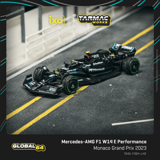 Tarmac Works Mercedes-AMG F1 W14 E Performance Monaco Grand Prix 2023 Lewis Hamilton (Collaboration with IXO models) T64G-F064-LH2 1/64 Die Cast