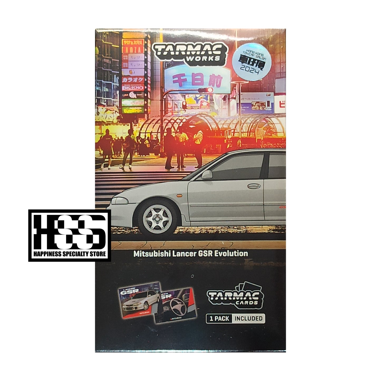 Tarmac Works Mitsubishi Lancer GSR Evolution 2024 Silver Tarmac Cards HK Toy Car Salon 2024 1/64 Diecast