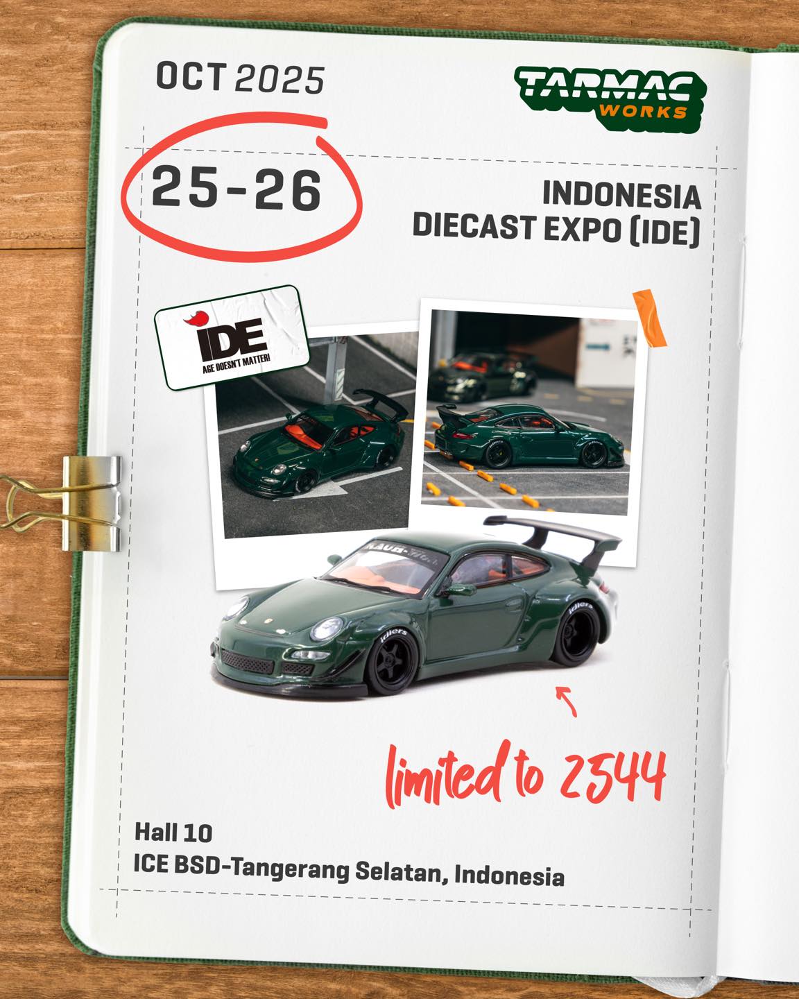 Tarmac Works Porsche 991 RWB Tsubasa Green IDE 2025 1/64 Diecast