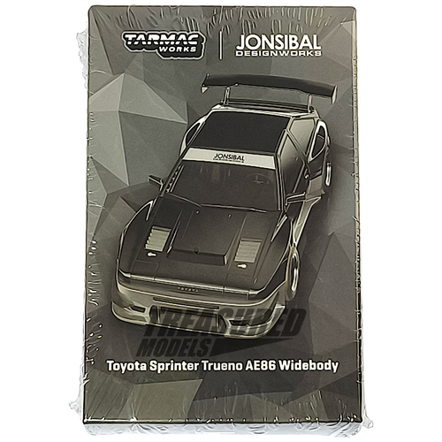 Tarmac Works Toyota Sprinter Trueno AE86 Widebody Black Gray Jon Sibal 1/64 Die Cast