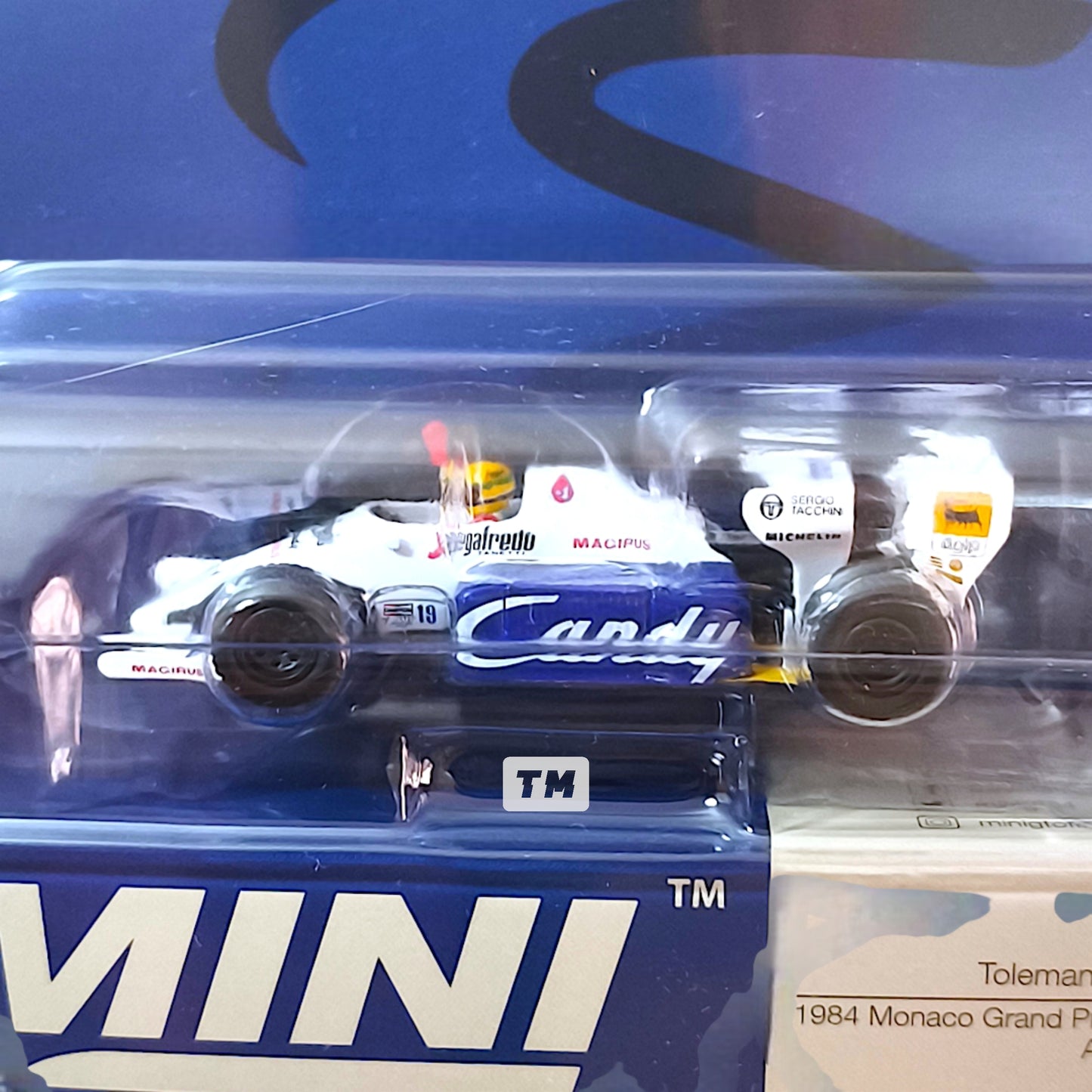Mini GT Toleman TG184 #19 Ayrton Senna 1984 Monaco Grand Prix 2nd Place Blister Packaging MGT01118BL 1/64 Diecast
