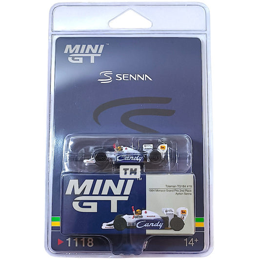 Mini GT Toleman TG184 #19 Ayrton Senna 1984 Monaco Grand Prix 2nd Place Blister Packaging MGT01118BL 1/64 Diecast