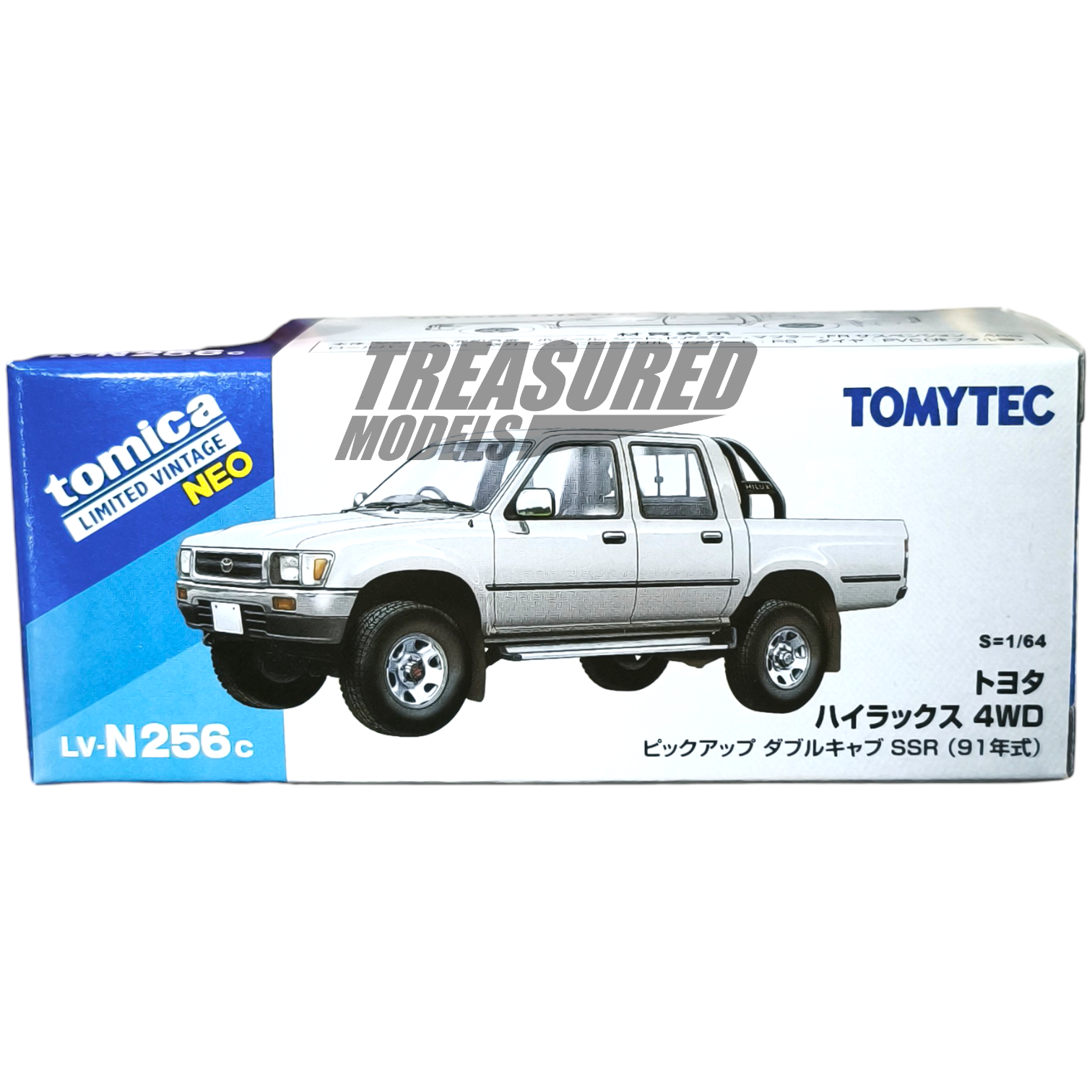 Tomica Limited Vintage Neo Toyota Hilux 4WD Pickup DoubleCab SSR (Silver) 1991 LV-N256c 1/64 Die Cast
