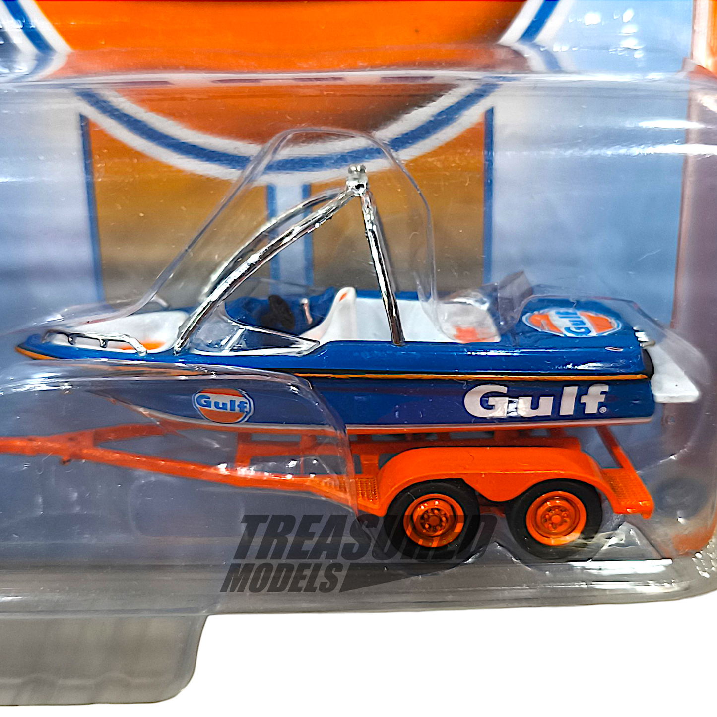 Johnny Lightning Toyota 1980 Land Cruiser FJ40 Gulf & Boat Trailer Off Road 1/64 Diecast