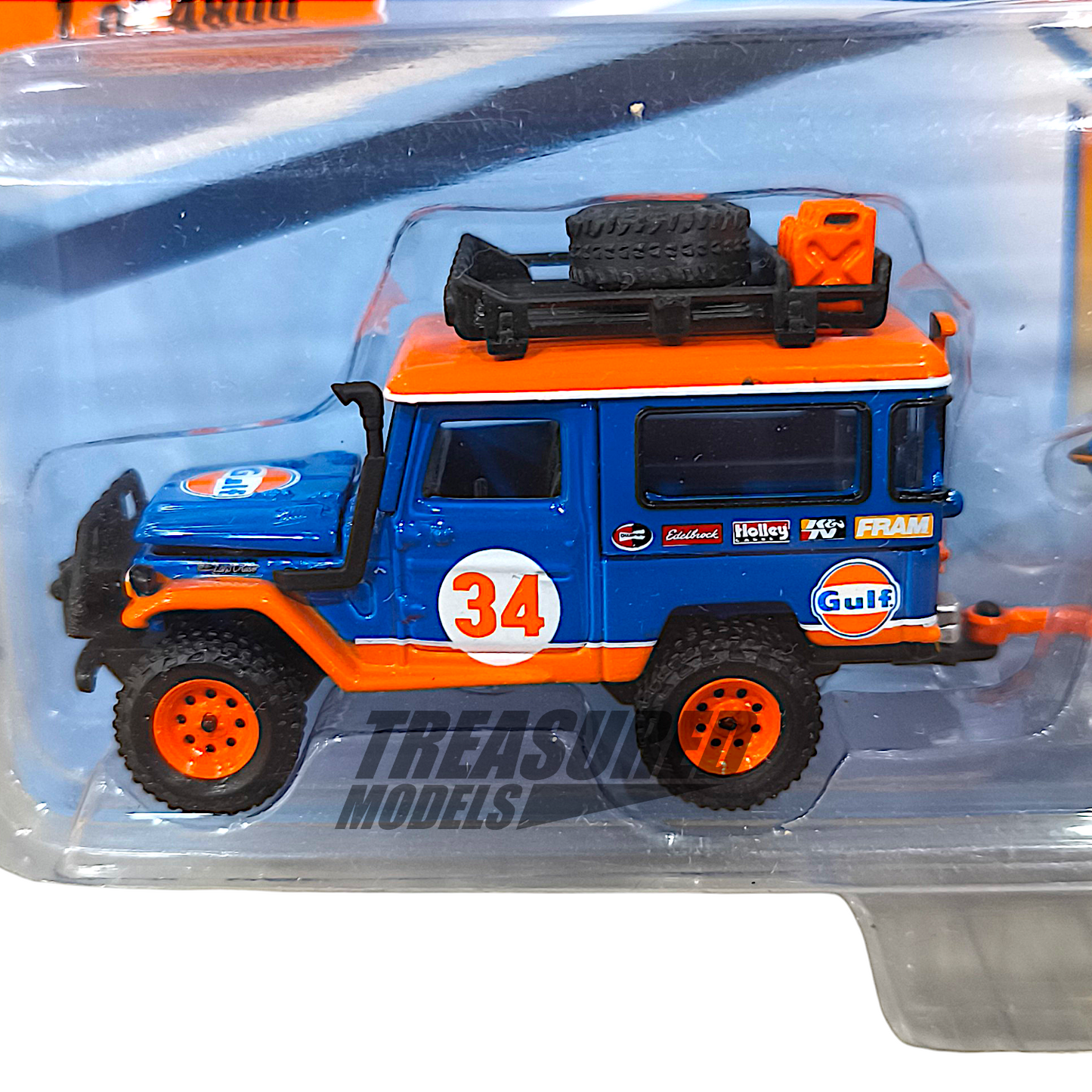 Johnny Lightning Toyota 1980 Land Cruiser FJ40 Gulf & Boat Trailer Off Road 1/64 Diecast