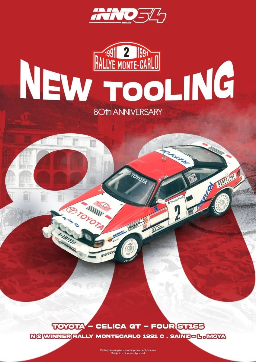 *Pre-Order* Inno64 Toyota Celica GT-Four ST165 Winner Rally Monte Carlo 1991 C. Sainz L. Moya IN64-ST165R-91MCW 1/64 Die Cast