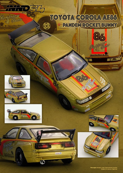 Inno64 Pandem Rocket Bunny AE86 Gold IN64-AE86P-GLD 1/64 Diecast