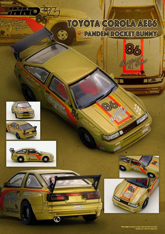 Inno64 Pandem Rocket Bunny AE86 Gold IN64-AE86P-GLD 1/64 Diecast