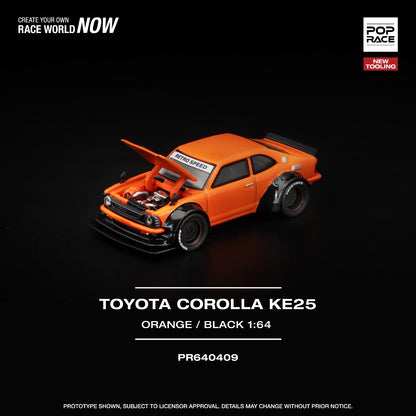 *Pre-Order* Pop Race Toyota Corolla KE25 Orange Black PR640409 1/64 Diecast
