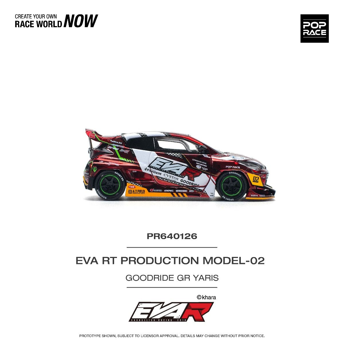 Pop Race Toyota EVA RT Production Model-02 Goodride GR Yaris PR640126 1/64 Die Cast