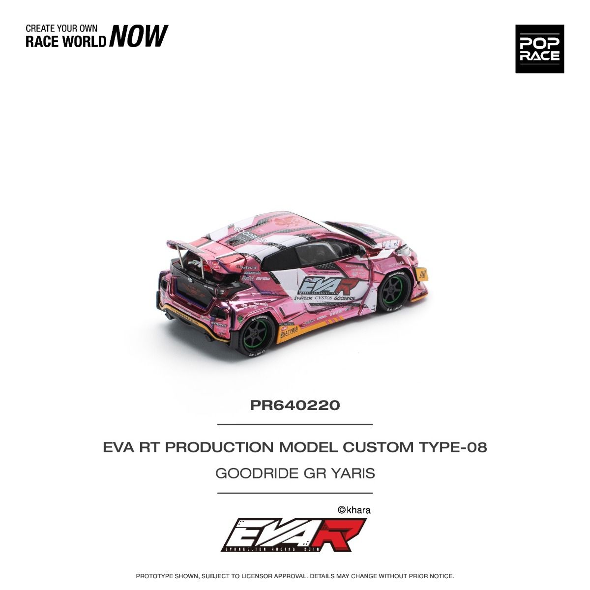 Pop Race Toyota EVA RT Production Model Custom TYPE-08 GOODRIDE GR YARIS PR640220 1/64 Diecast