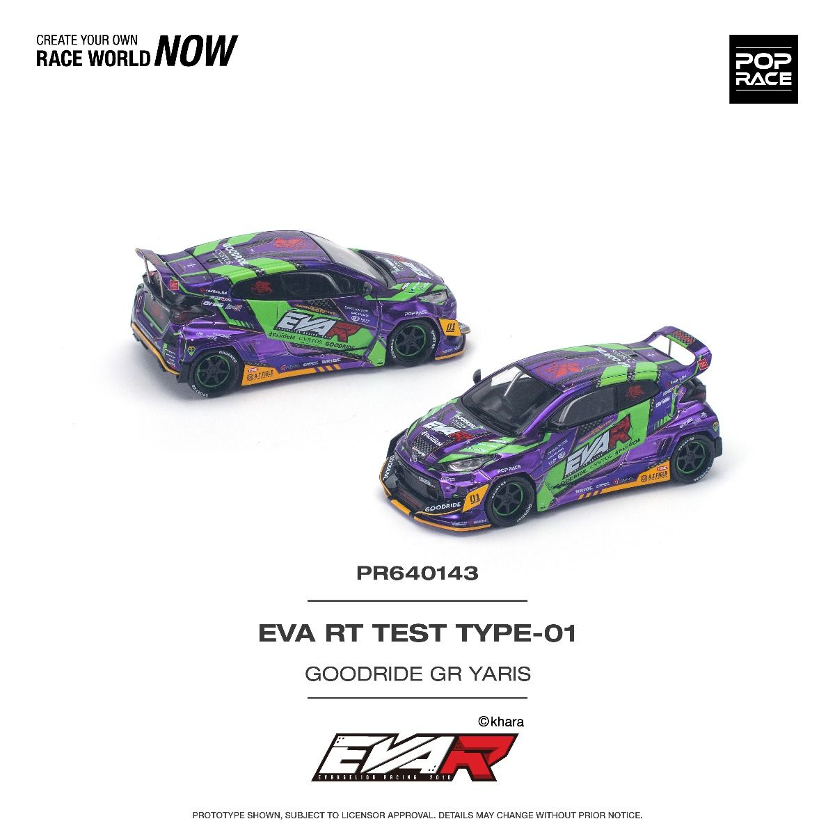 Pop Race Toyota EVA RT Test Type-01 Goodride GR Yaris PR640143 1/64 Die Cast
