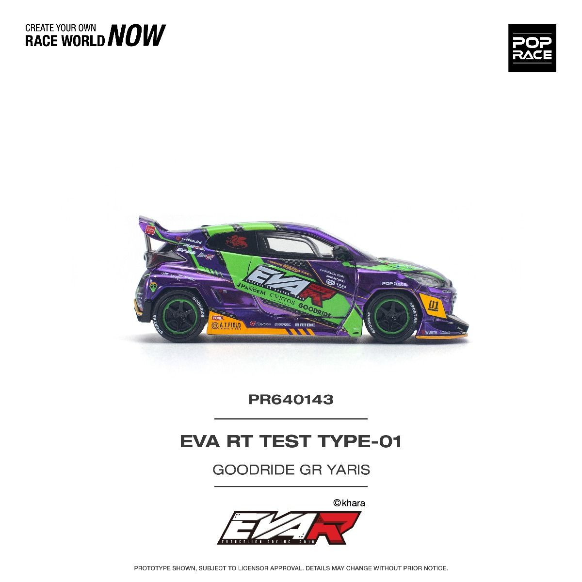 Pop Race Toyota EVA RT Test Type-01 Goodride GR Yaris PR640143 1/64 Die Cast