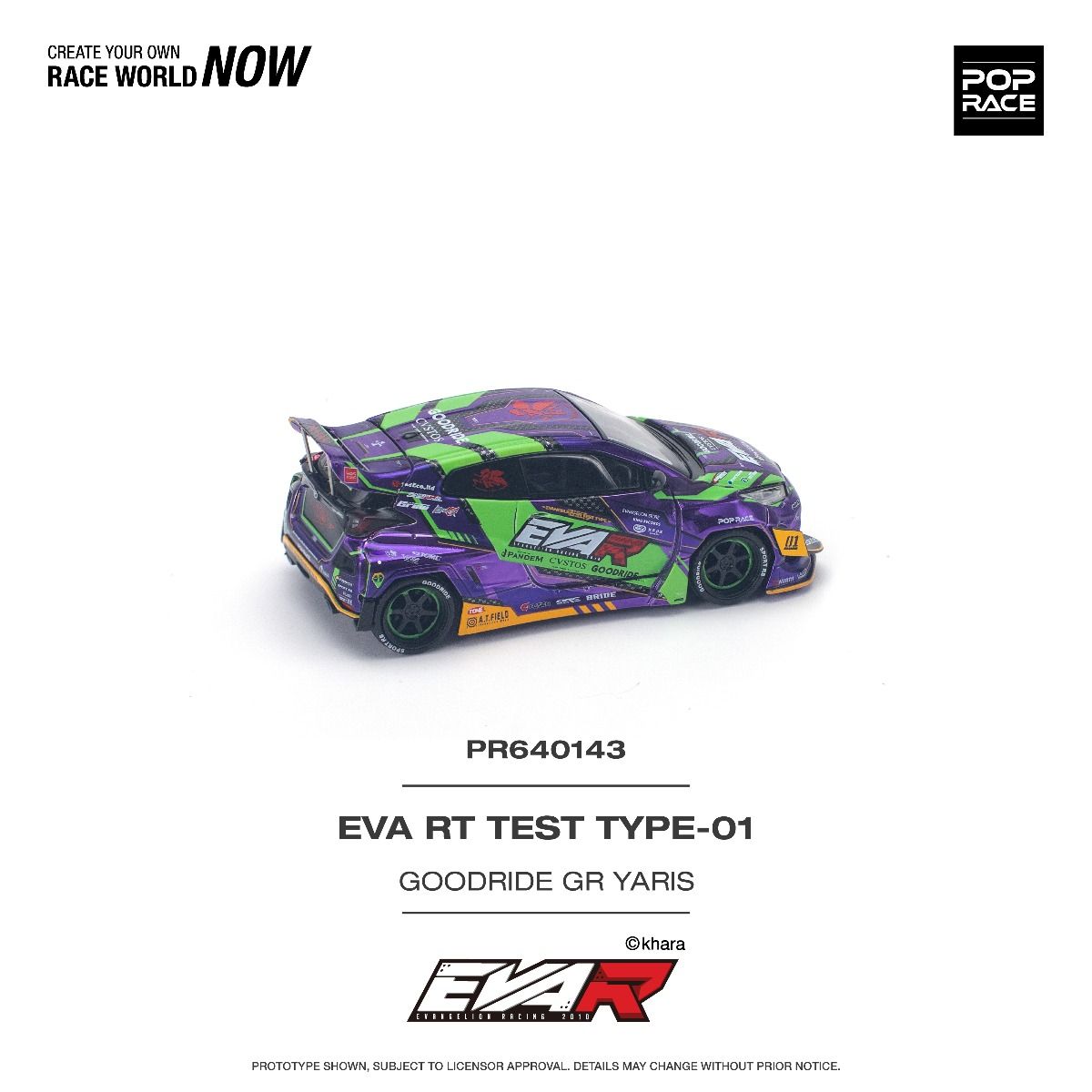Pop Race Toyota EVA RT Test Type-01 Goodride GR Yaris PR640143 1/64 Die Cast