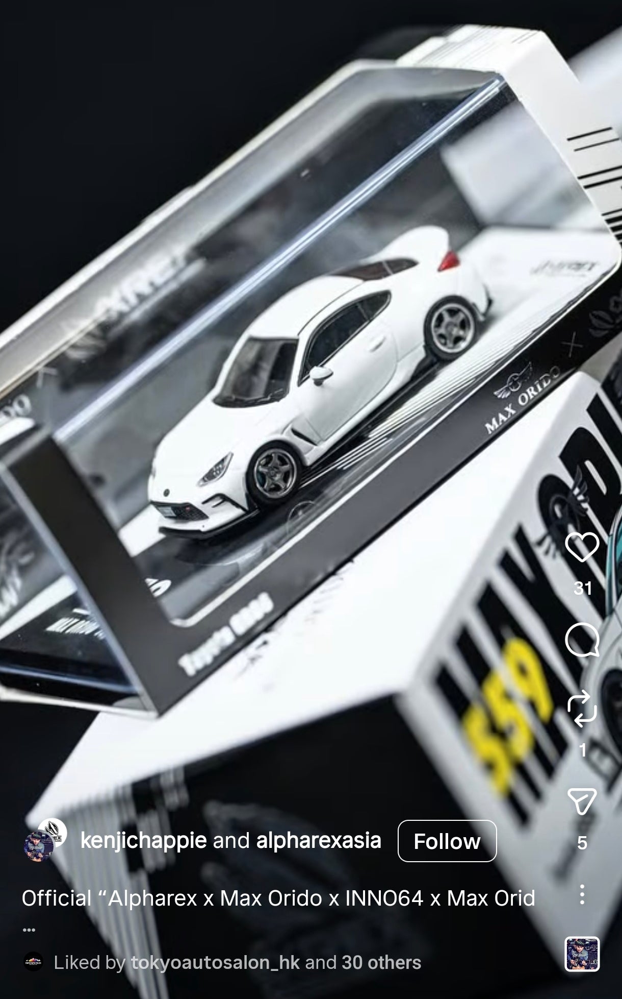 Inno64 Toyota GR86 Max Orido x Alpharex White TASHK 2025 1/64 Diecast