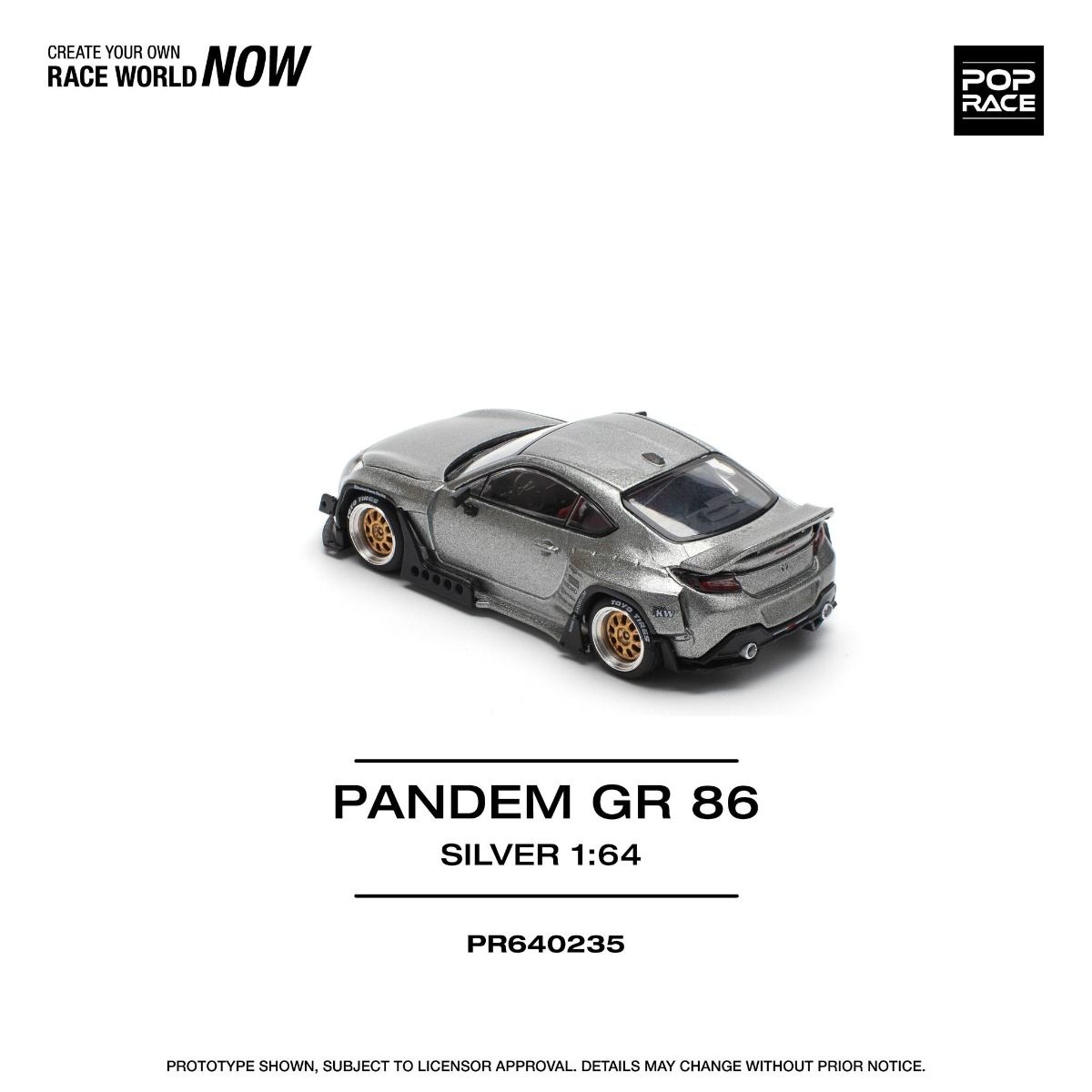 Pop Race Toyota GR86 Pandem Silver PR640235 1/64 Diecast