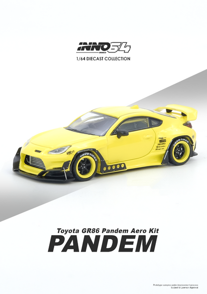 Inno64 Toyota GR86 Pandem Yellow IN64-GR86P-YELLOW 1/64 Diecast