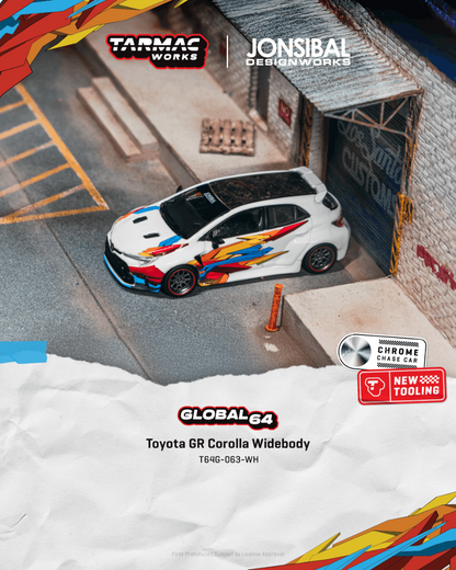 TARMAC WORKS Toyota GR Corolla Widebody White collab w Jon Sibal T64G-063-WH 1/64 Diecast