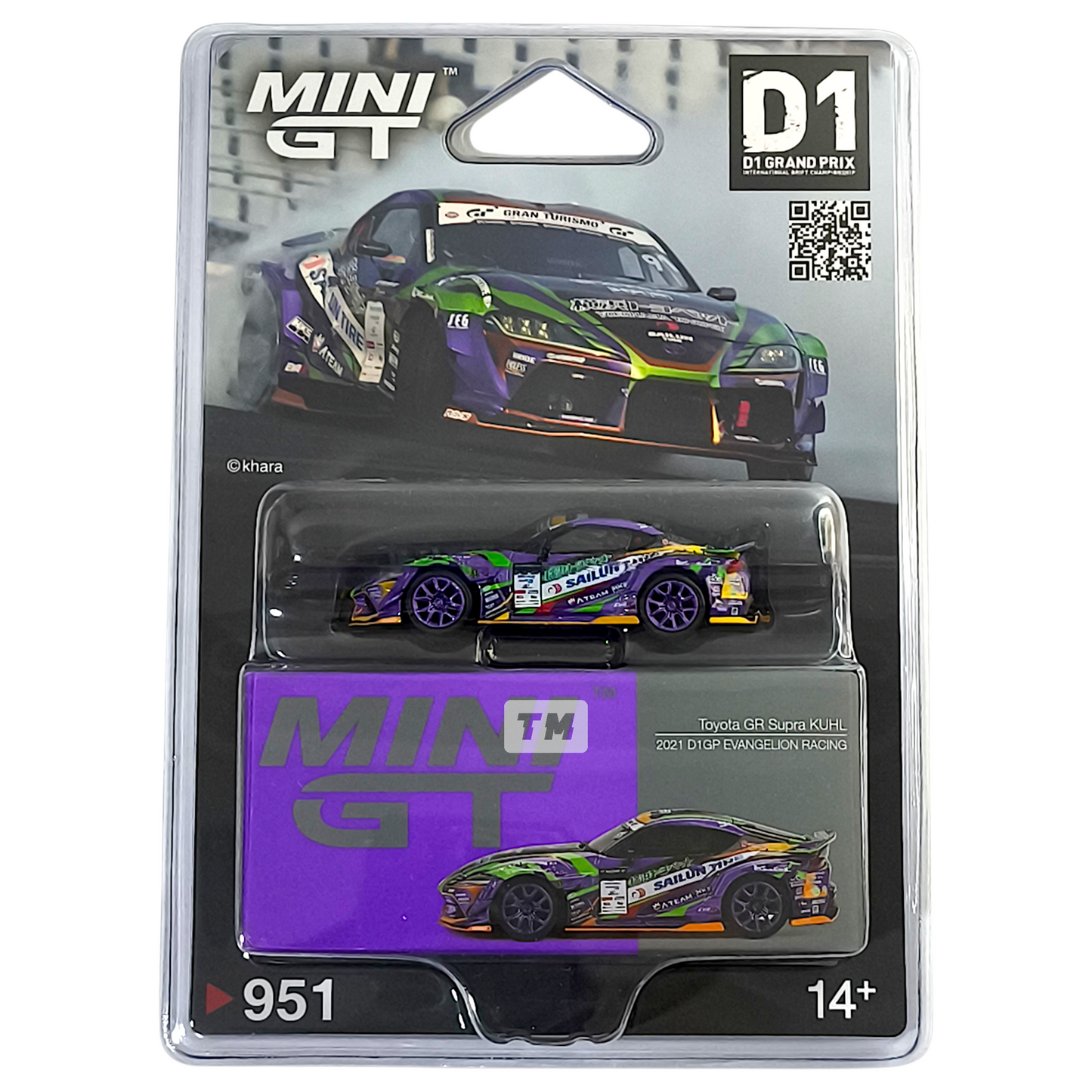 Mini GT Toyota GR Supra KUHL 2021 D1GP EVANGELION RACING Blister Packaging MGT00951BL 1/64 Diecast