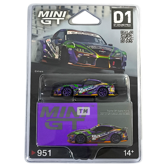 Mini GT Toyota GR Supra KUHL 2021 D1GP EVANGELION RACING Blister Packaging MGT00951BL 1/64 Diecast