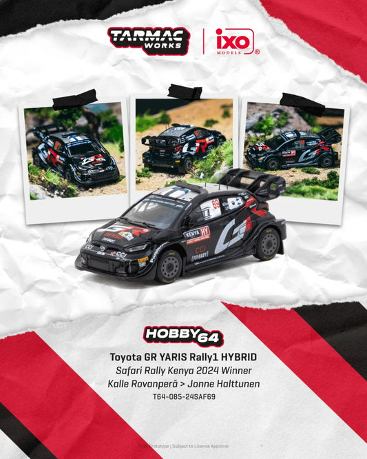 [Pre-Order] Tarmac Works Toyota GR YARIS Rally1 HYBRID Safari Rally Kenya 2024 Winner Kalle Rovanperä-Jonne Halttunen T64-085-24SAF69 1/64 Diecast