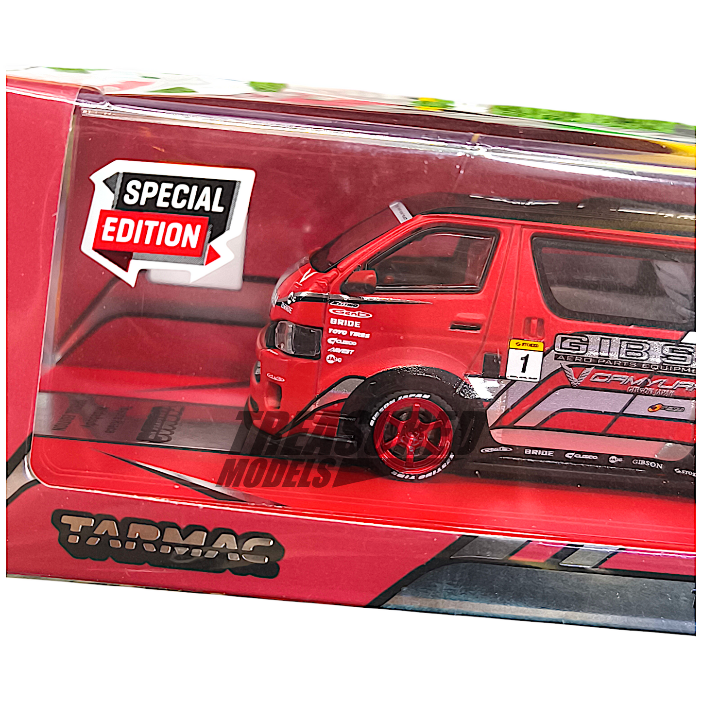 Tarmac Works Toyota Hiace Widebody Red Special Edition T64-038-GBN 1/64 Diecast
