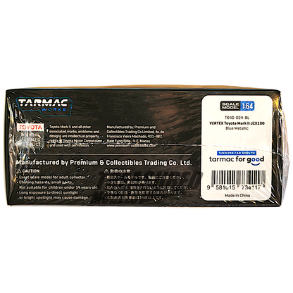 Tarmac Works Toyota Mark II JZX100 Vertex Blue Metallic T64G-024-BL 1/64 Diecast