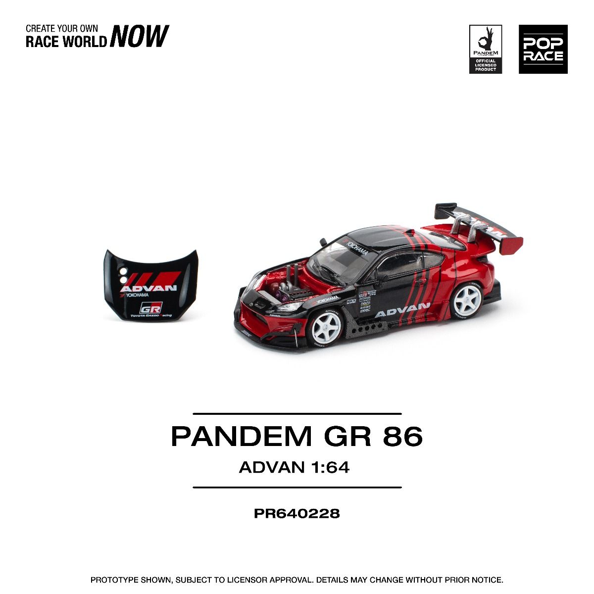 希少：カーボンスタイルAE86 　REVED GRK TAMIYA D-LIKE Pop Race Toyota Pandem GR86 Advan PR640228 1/64 Diecast