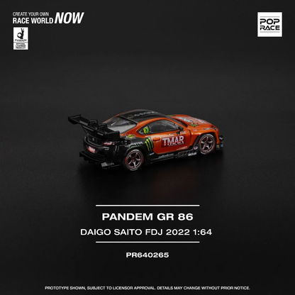 Pop Race Toyota Pandem GR86 Daigo Saito Formula Drift Japan 2022 PR640265 1/64 Diecast