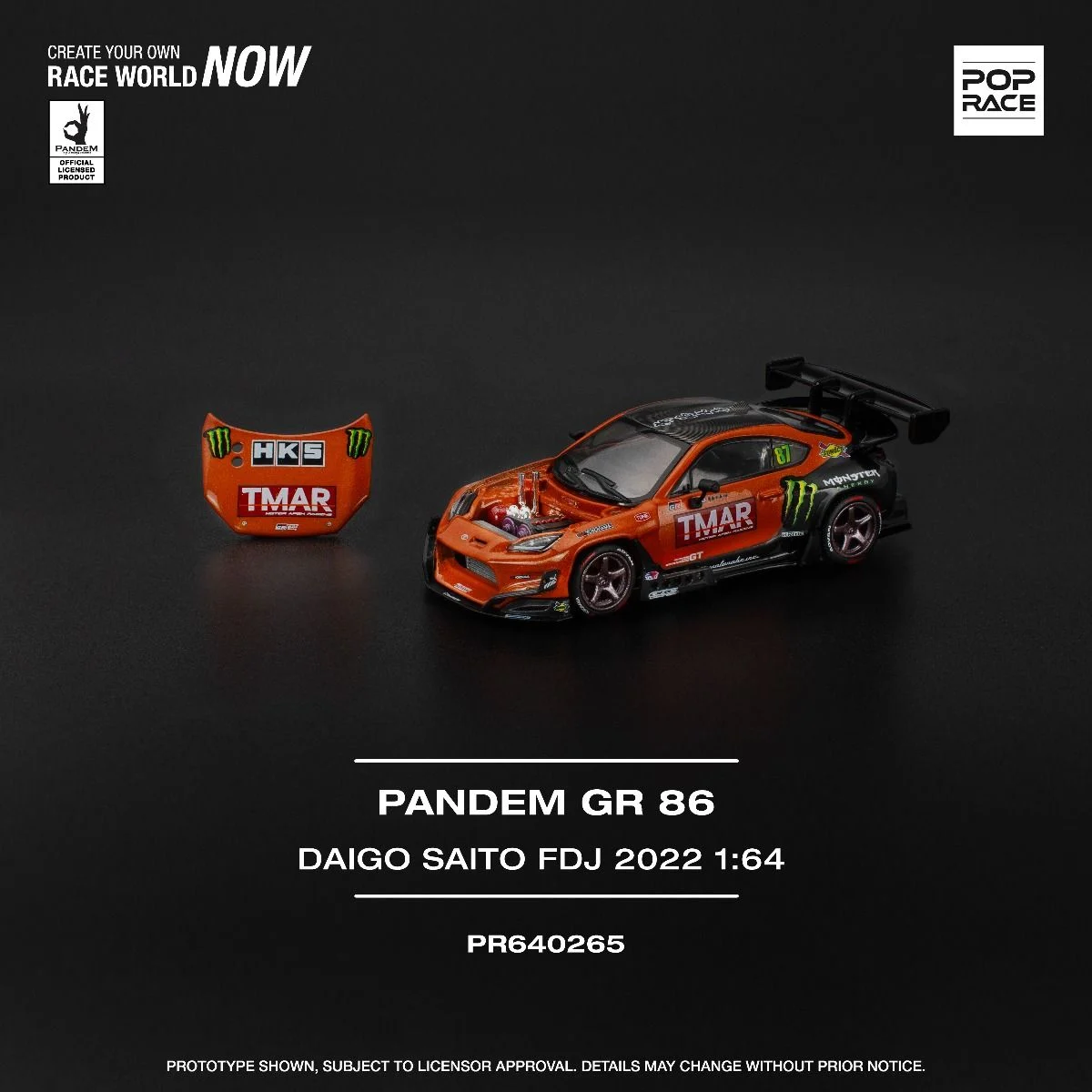 Pop Race Toyota Pandem GR86 Daigo Saito Formula Drift Japan 2022 PR640265 1/64 Diecast