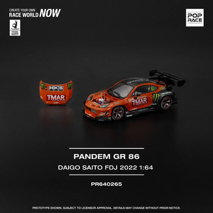 Pop Race Toyota Pandem GR86 Daigo Saito Formula Drift Japan 2022 PR640265 1/64 Diecast