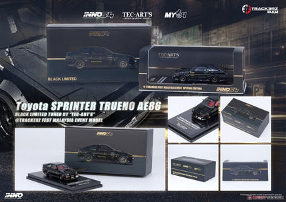 Inno64 Toyota Sprinter Trueno AE86 Black Limited 7uned by Tec-Art's @ Trackerz Fest Malaysia Event Model 1/64 Diecast