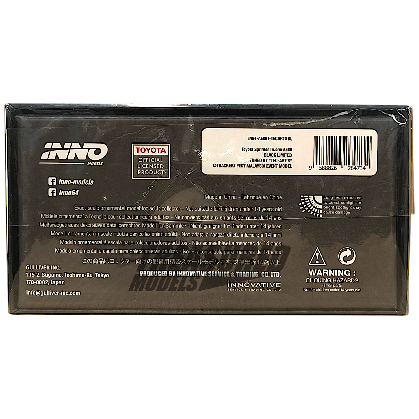 Inno64 Toyota Sprinter Trueno AE86 Black Limited 7uned by Tec-Art's @ Trackerz Fest Malaysia Event Model 1/64 Diecast