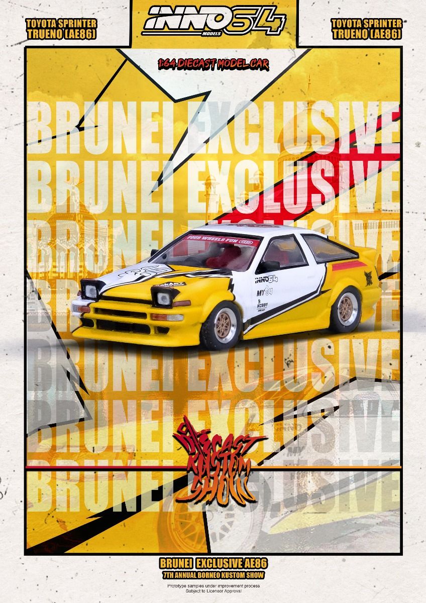 Inno64 Toyota Sprinter Trueno AE86 Brunei Exclusive Wildcard Diecast Kustom Show IN64-AE86T-BDKS24 1/64 Diecast
